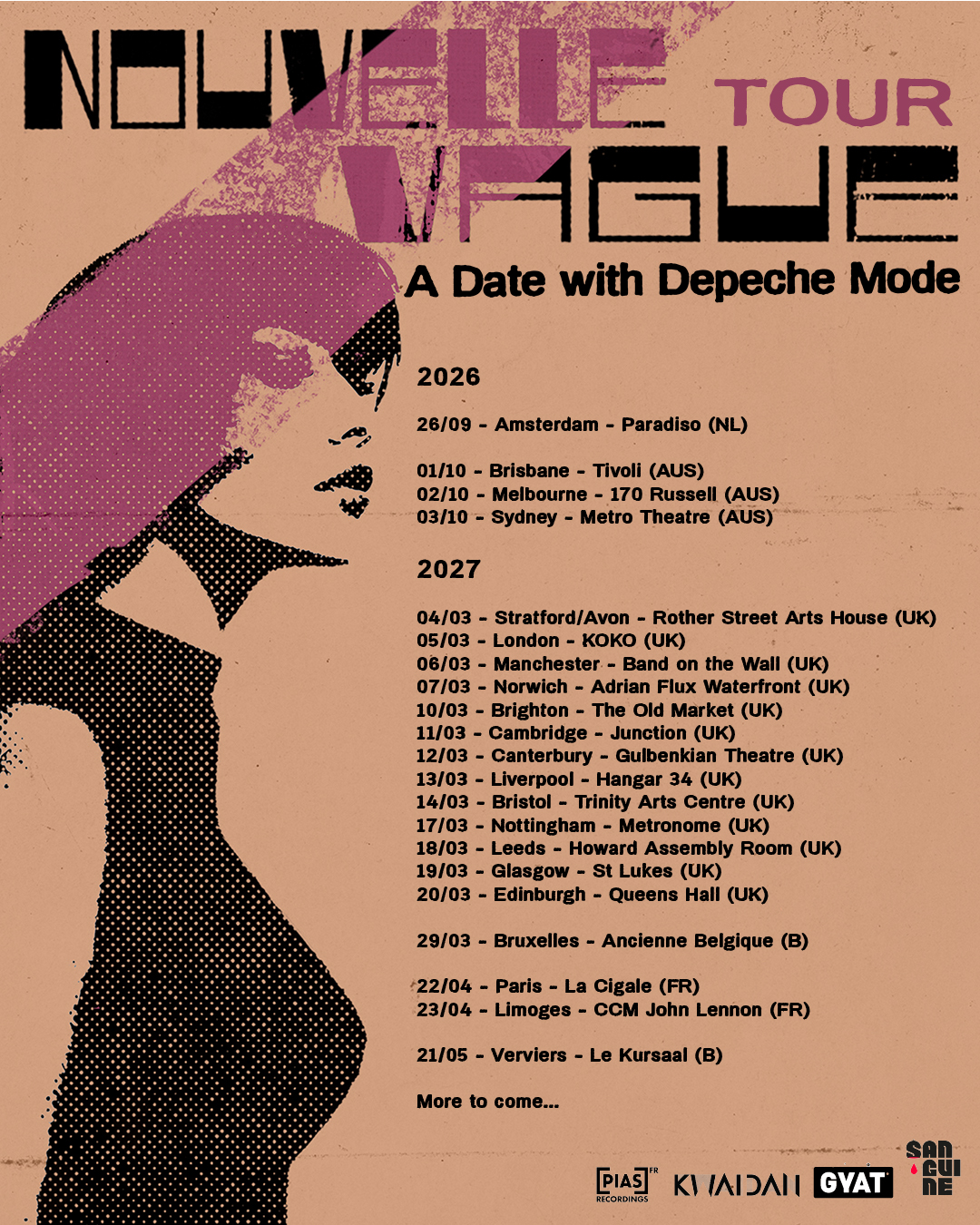 Sanguine - Nouvelle Vague « A Date With Depeche Mode », les dates de la tournée 2026/2027 !